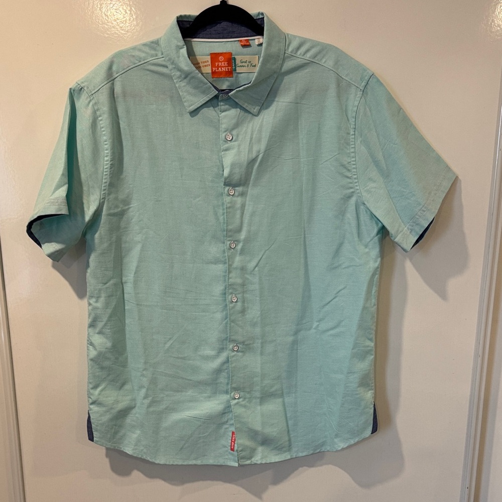 Free Planet Mint Green Casual Button Down Shirt
